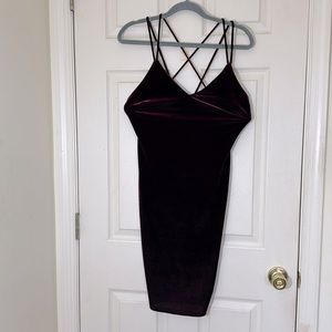LULUS Bodycon Red Velvet Dress Racerback Size Medium Excellent Condition